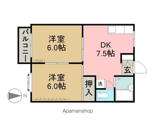ホワイトパレスA【1階】の間取り